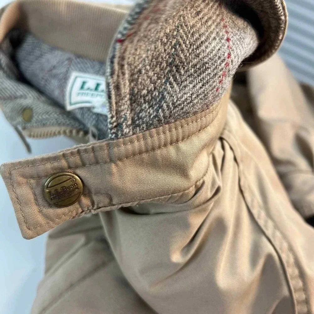 L.L. BEAN Wool Flannel Polyester Parka‎ Beige Made in USA Vintage M